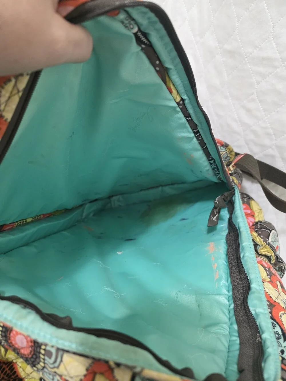 Vera Bradley Backpack Flower Shower Print Quilted Retired Rare - Picture 5 of 5